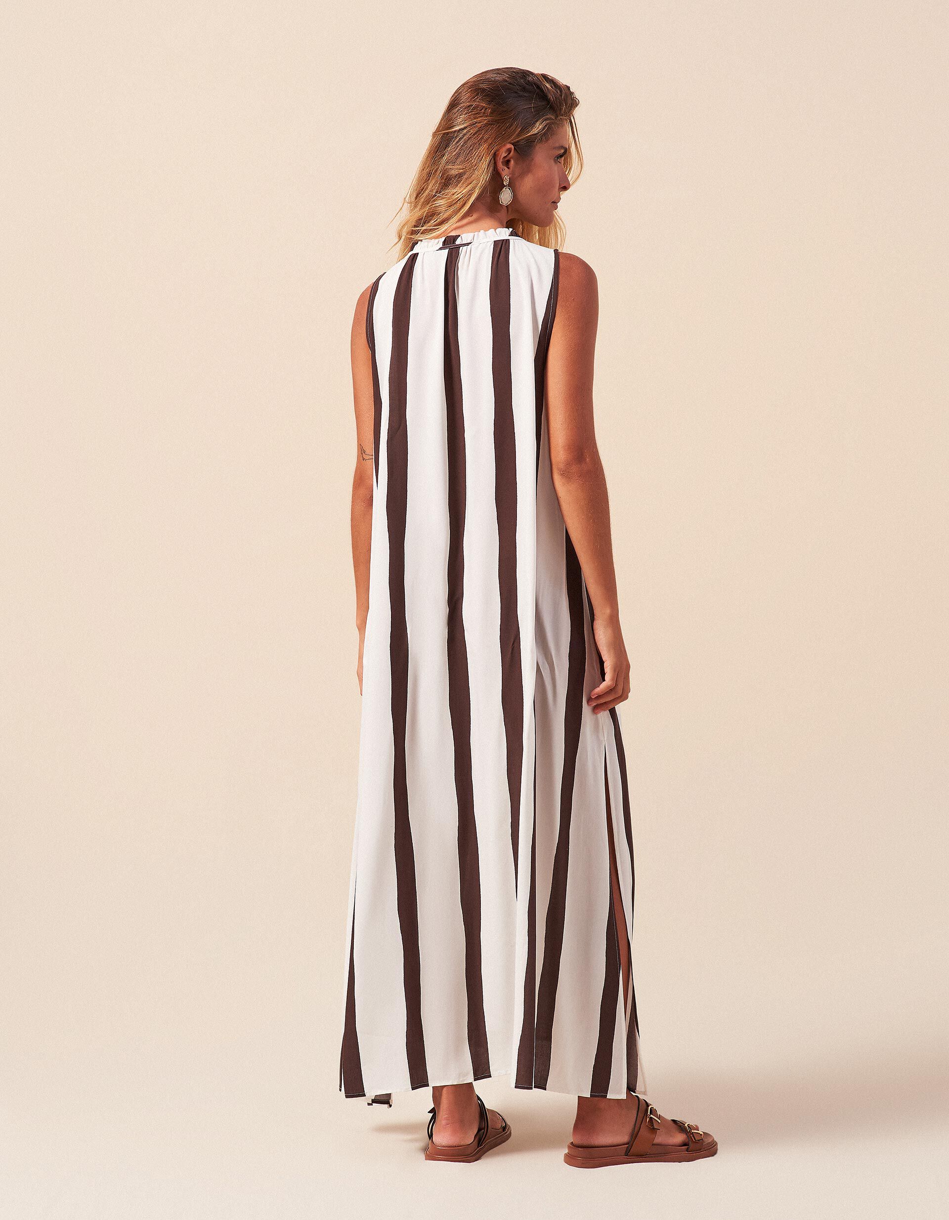 Comprar Online Vestido Riscas, Mulher, Bege Claro