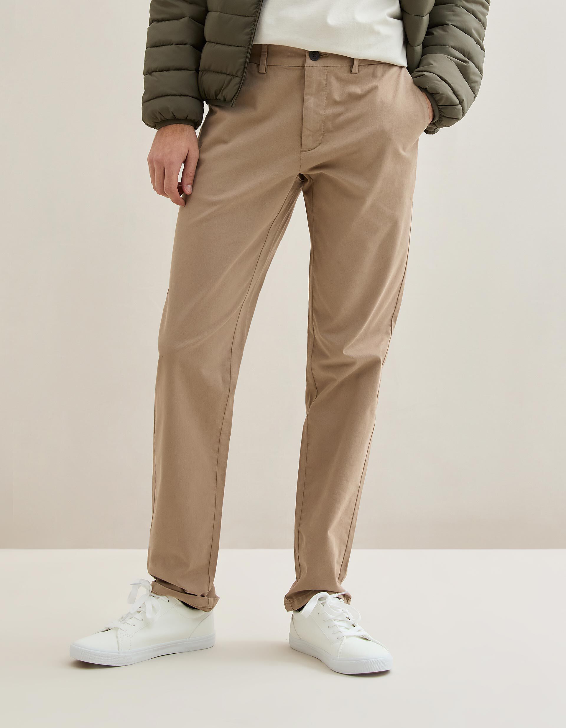 Comprar Online Cal&ccedil;as Chino Slim, Homem, Bege Escuro