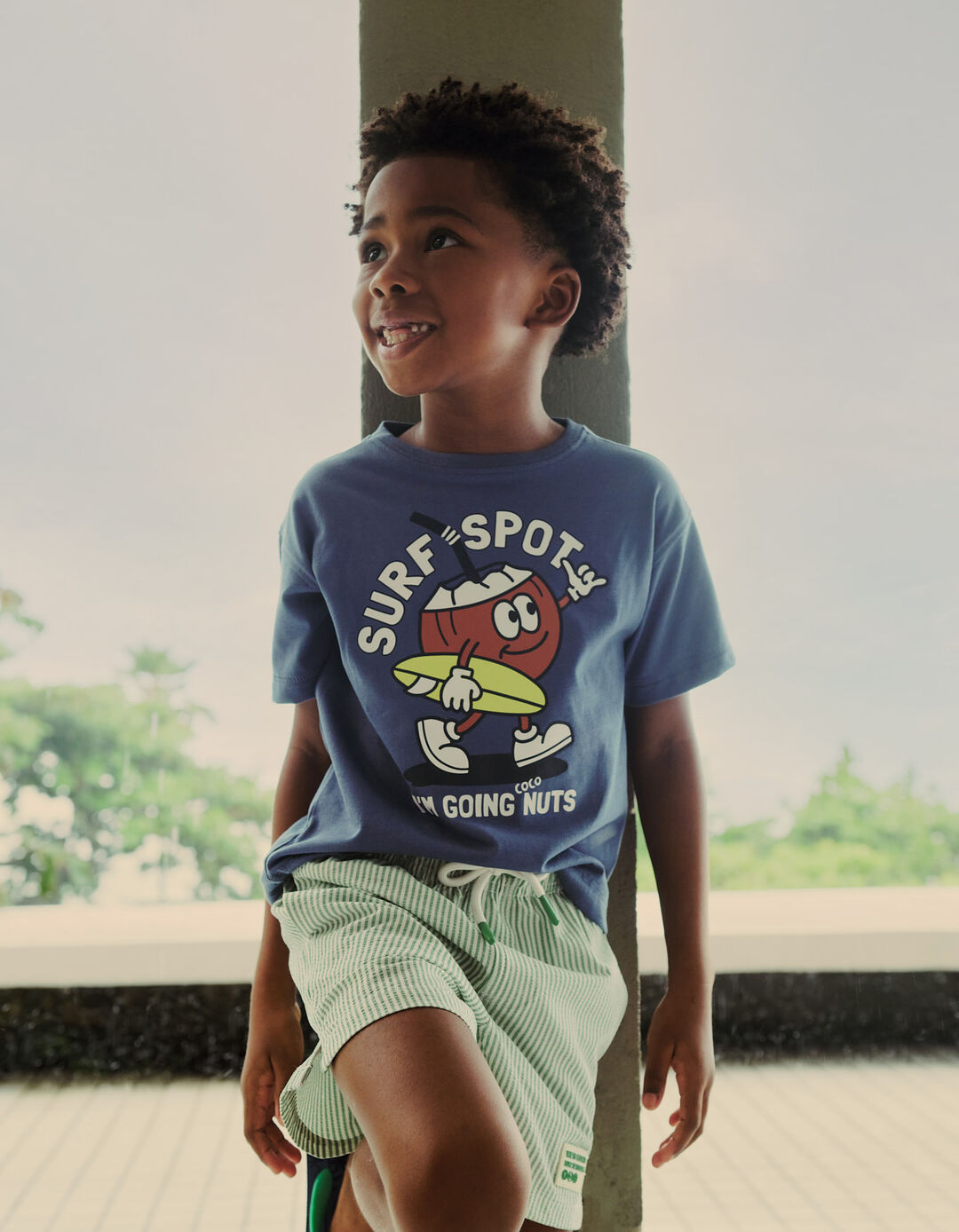 T-shirt Estampada, Menino, Azul