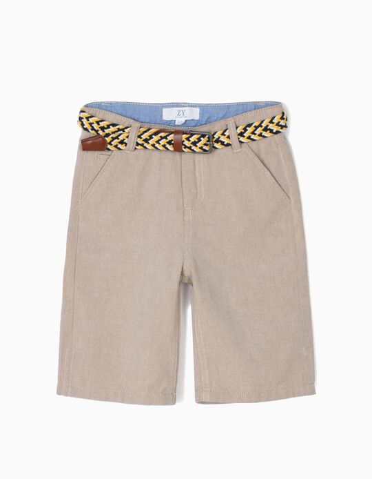 Cal&ccedil;&otilde;es Chino para Menino com Cinto, Bege