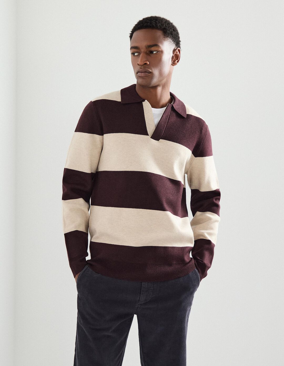 Polo de Malha, Homem, Castanho Escuro