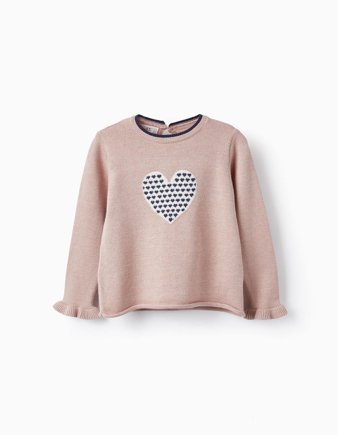 Knitted Jumper for Girls 'Heart', Pink