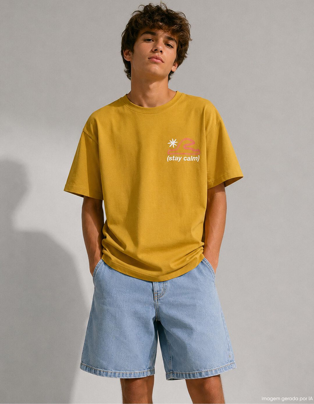 T-shirt Estampada, Menino, Amarelo Escuro