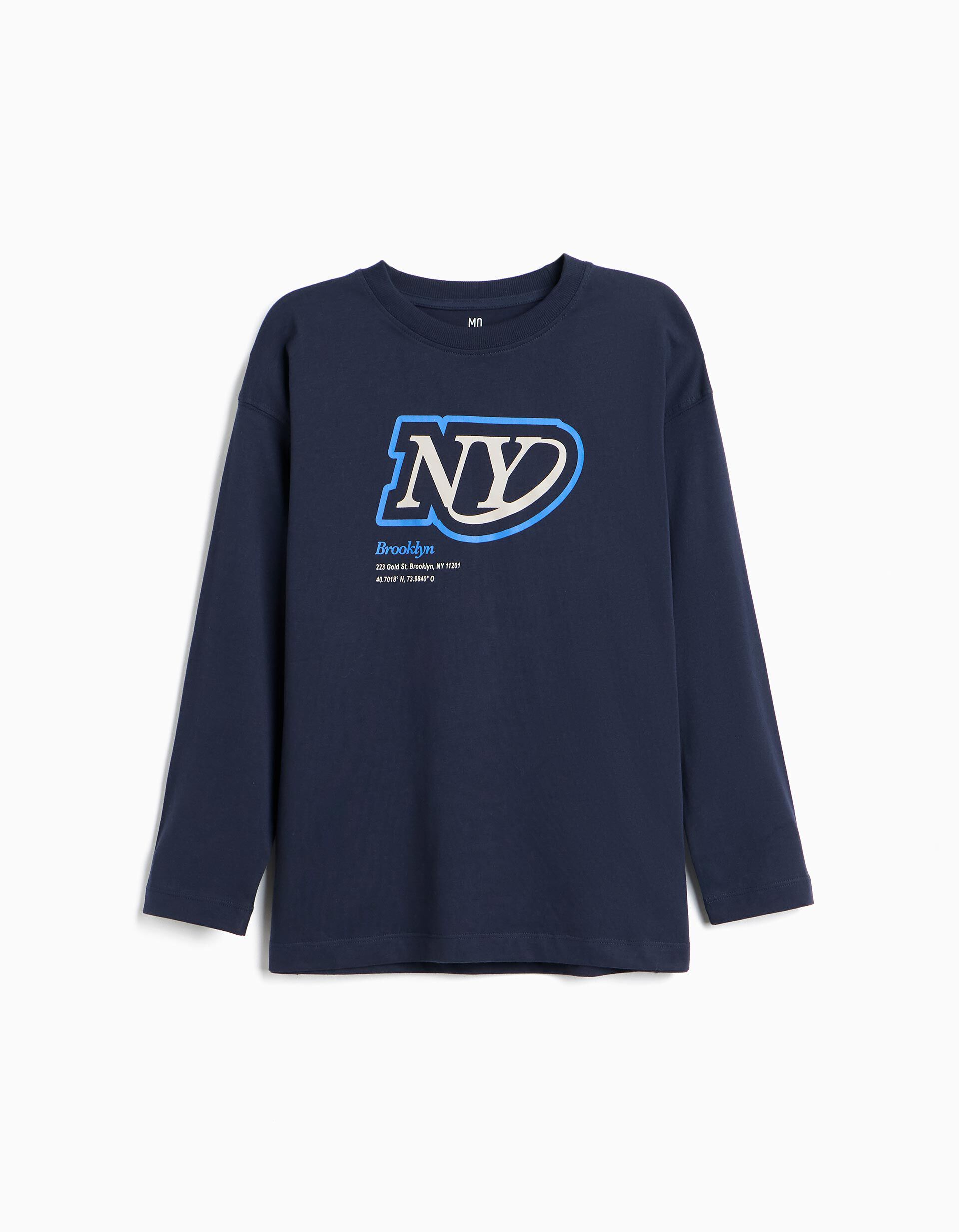Comprar Online T-shirt Manga Comprida, Menino, Azul Escuro