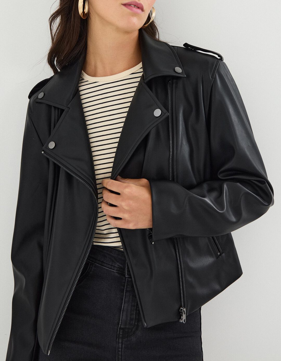 Casaco 'Biker', Mulher, Preto 