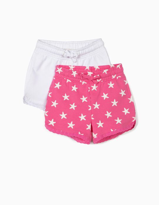 2 Cal&ccedil;&otilde;es Jersey para Beb&eacute; Menina, Rosa e Branco