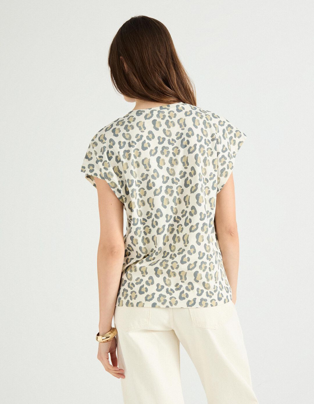 T-shirt Print, Mulher, Bege Claro