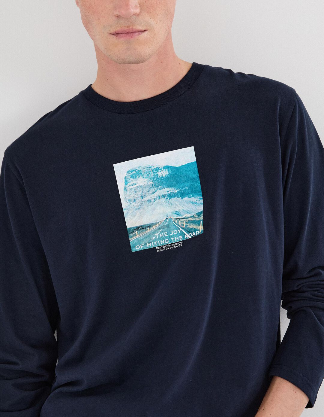 T-shirt Manga Comprida, Homem, Azul Escuro