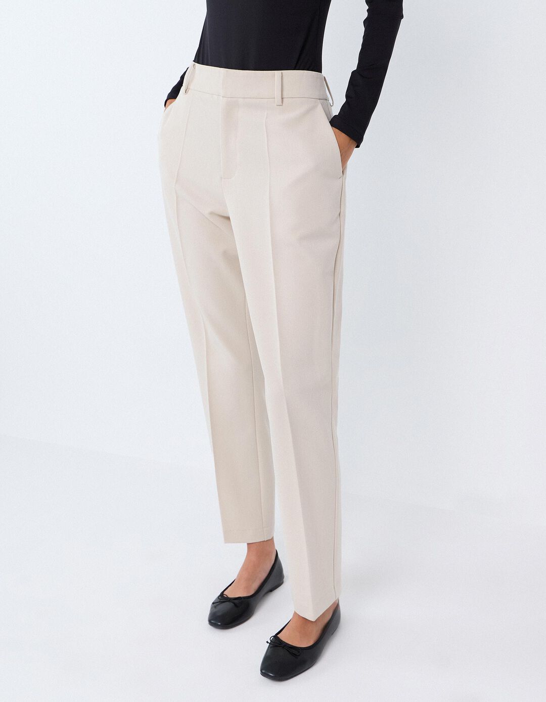 Cal&ccedil;as Tailored, Mulher, Bege
