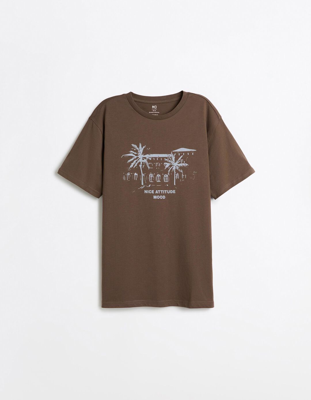 T-shirt Jersey Estampada, Homem, Castanho