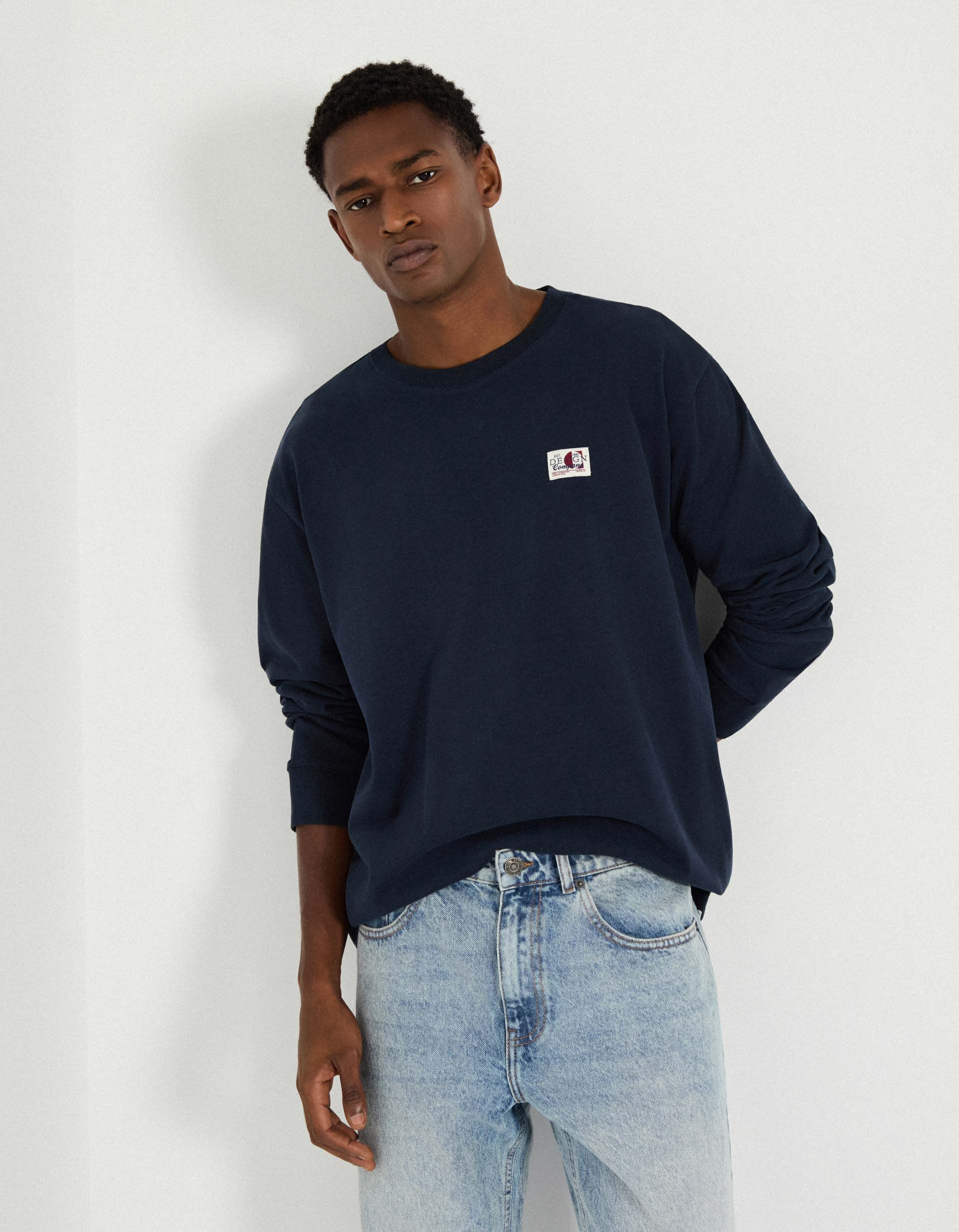 Comprar Online T-shirt de Manga Comprida, Homem, Azul Escuro