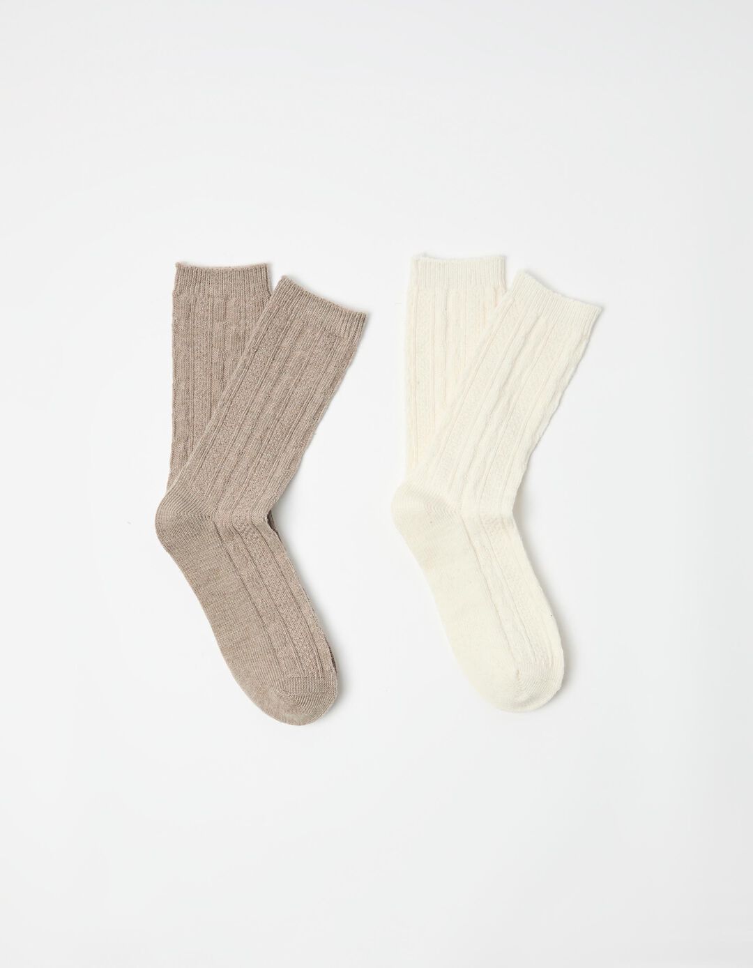 Pack 2 Pares de Meias com L&atilde;, Mulher, Castanho