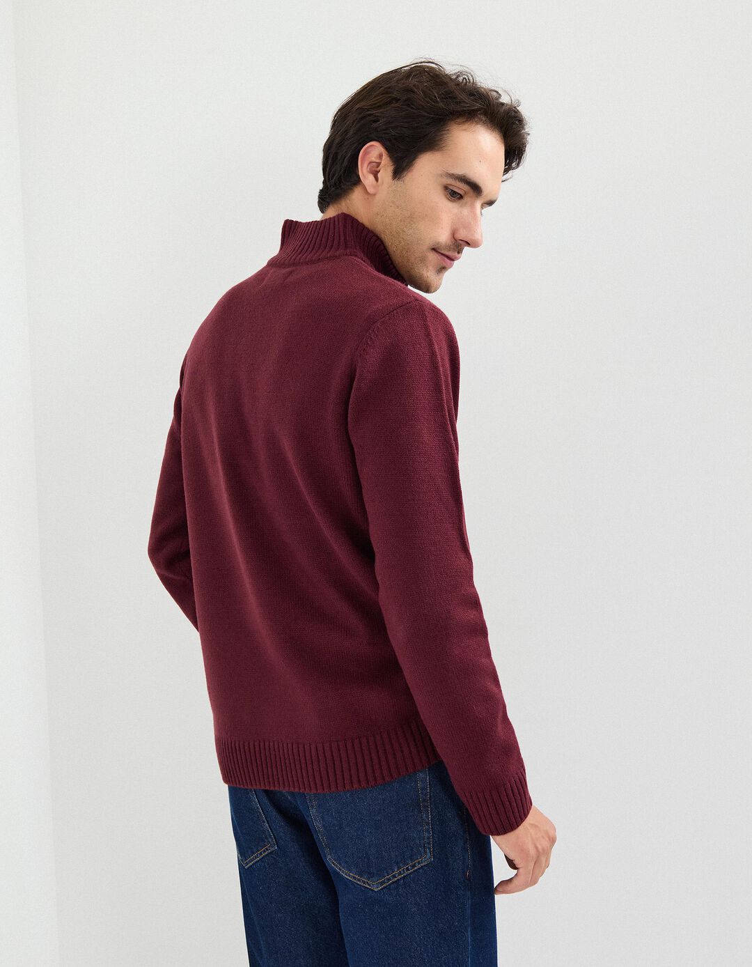 Camisola de Malha, Homem, Vermelho Escuro