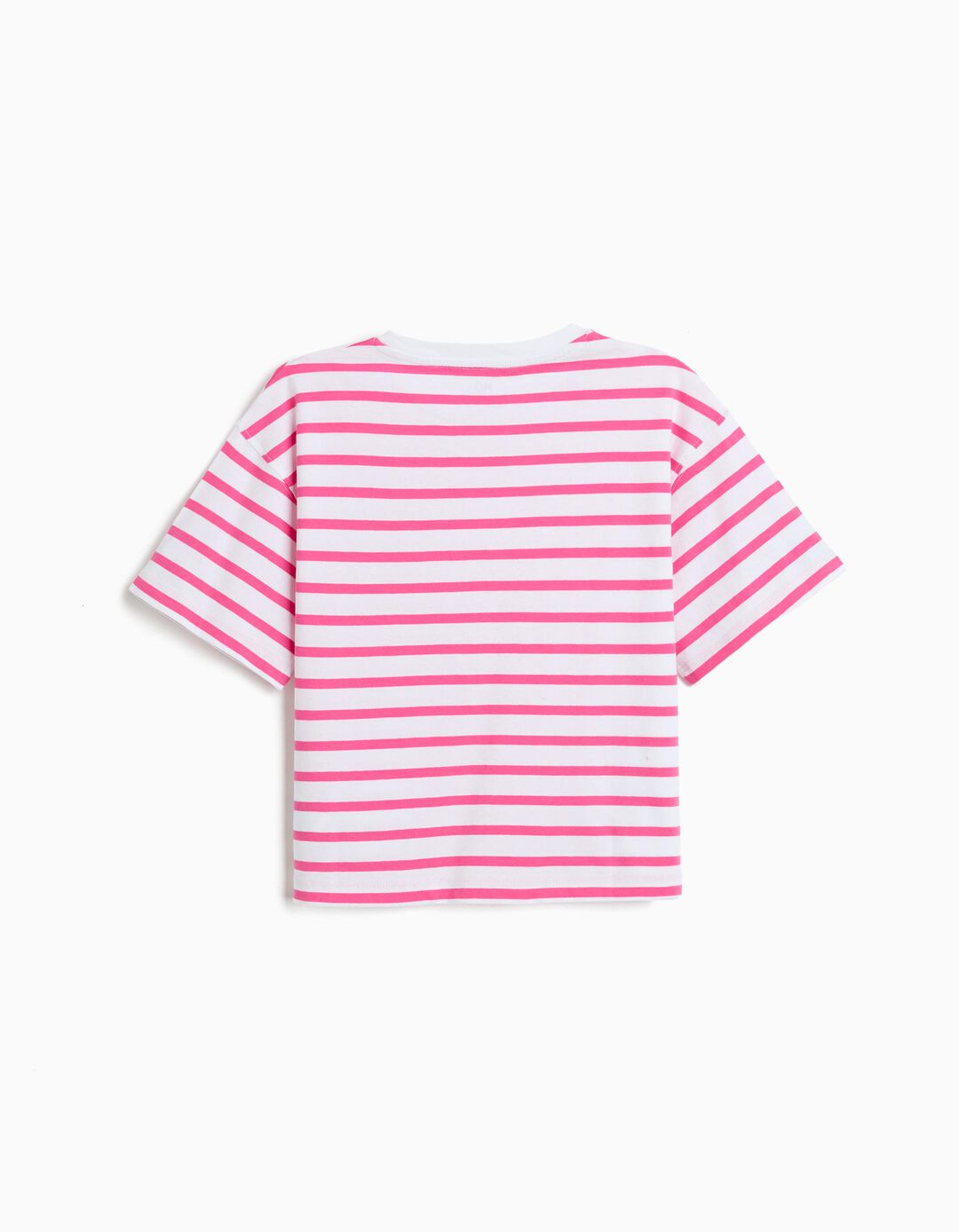 T-shirt Riscas, Menina, Rosa