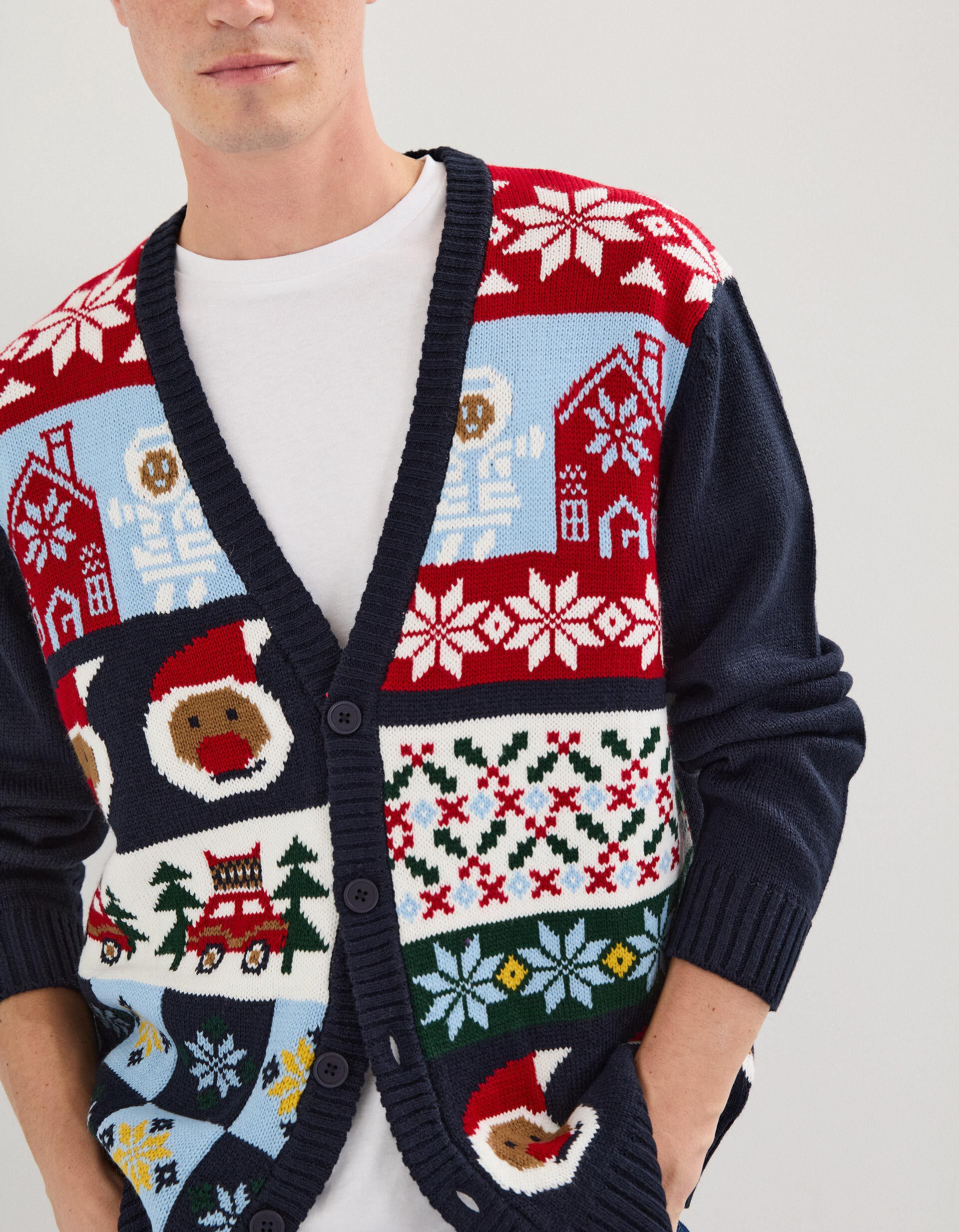 Comprar Online Casaco Natal de Malha, Homem, Azul Escuro