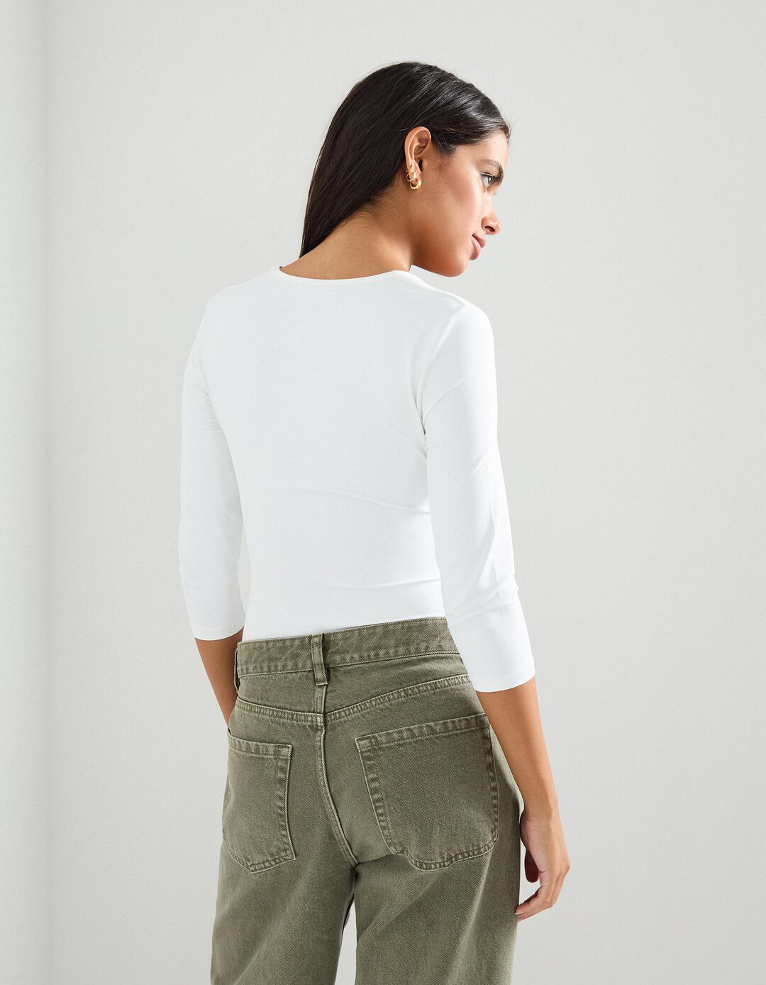 Body de Manga Comprida, Mulher, Branco