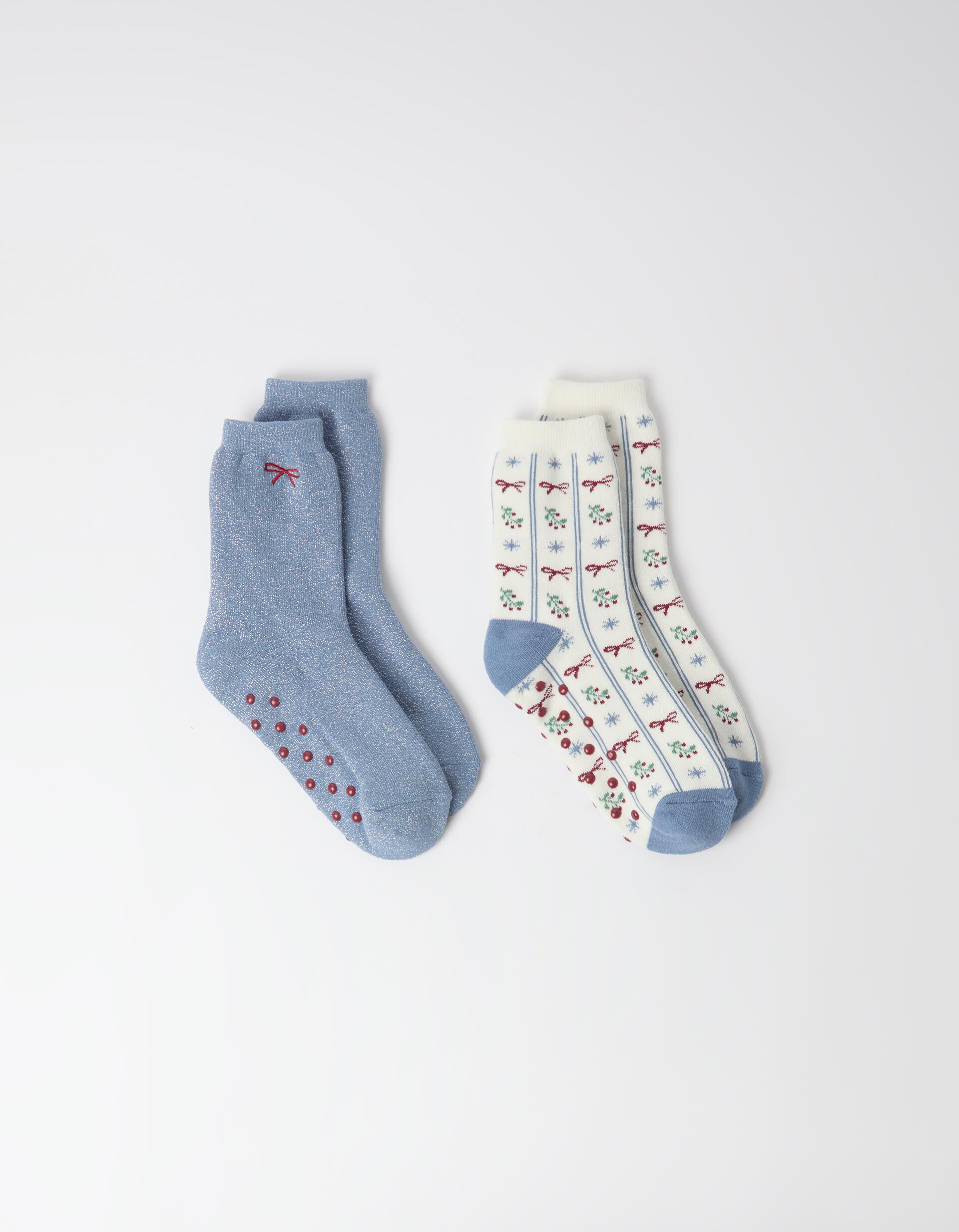 Comprar Online Pack 2 Pares De Meias Natal, Menina, Azul Claro