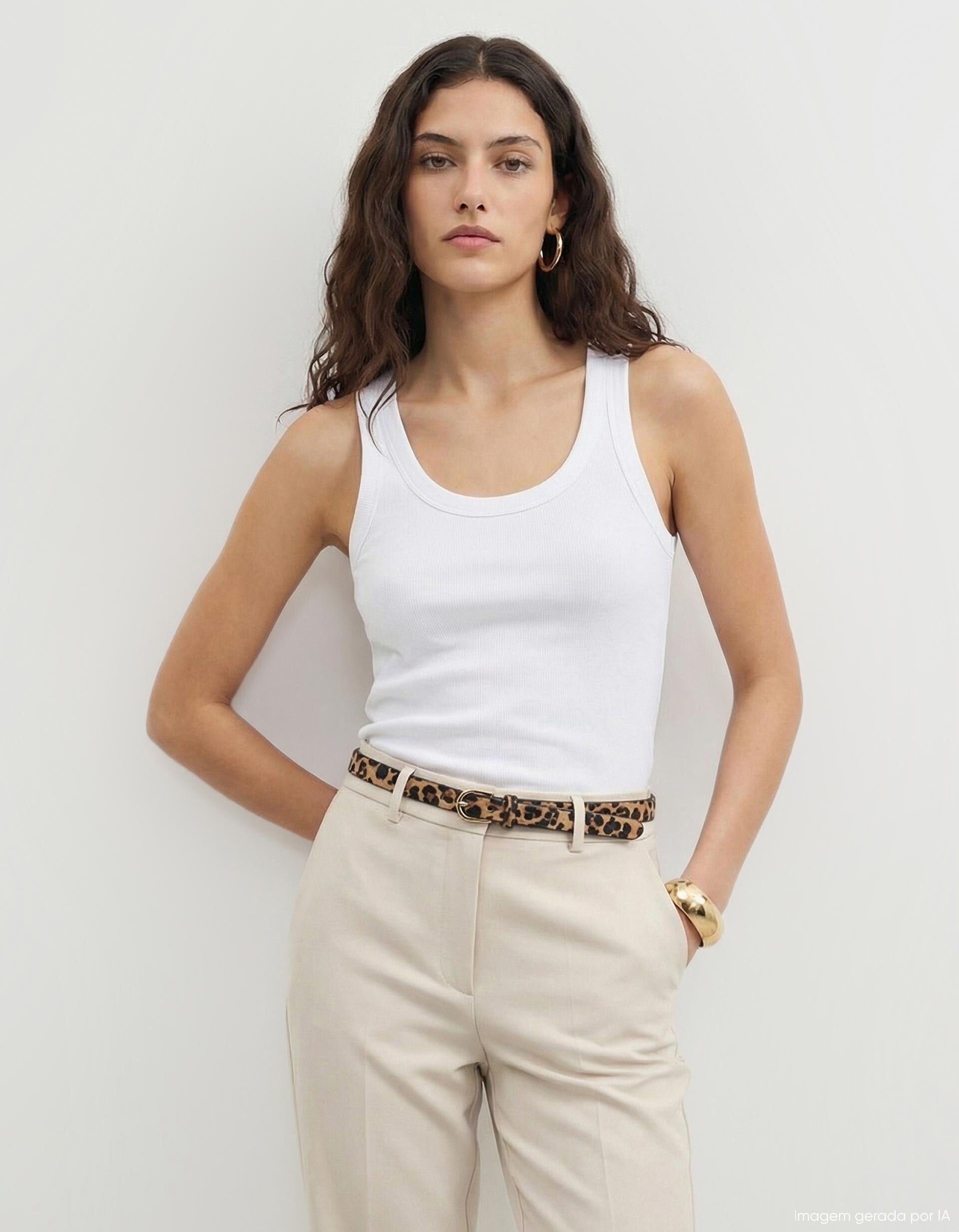 Tank Top Canelado, Mulher, Branco