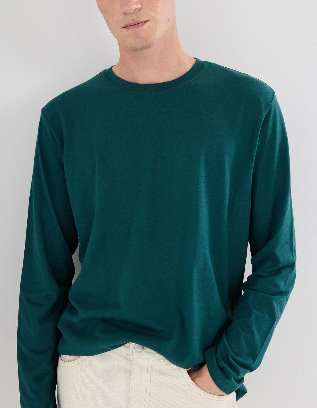 T-shirt de Manga Comprida, Homem, Verde