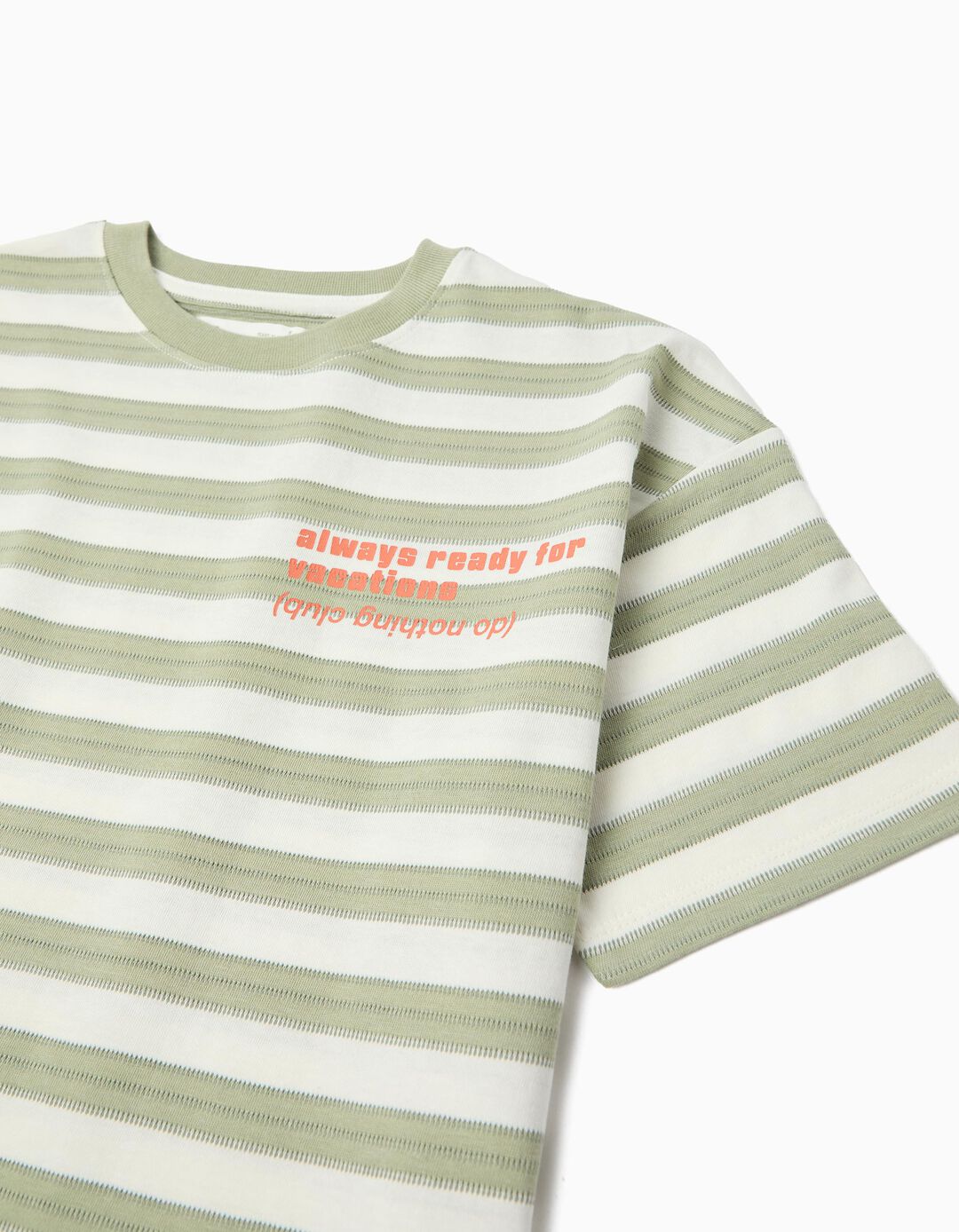 T-shirt &agrave;s Riscas, Menino, Verde Escuro