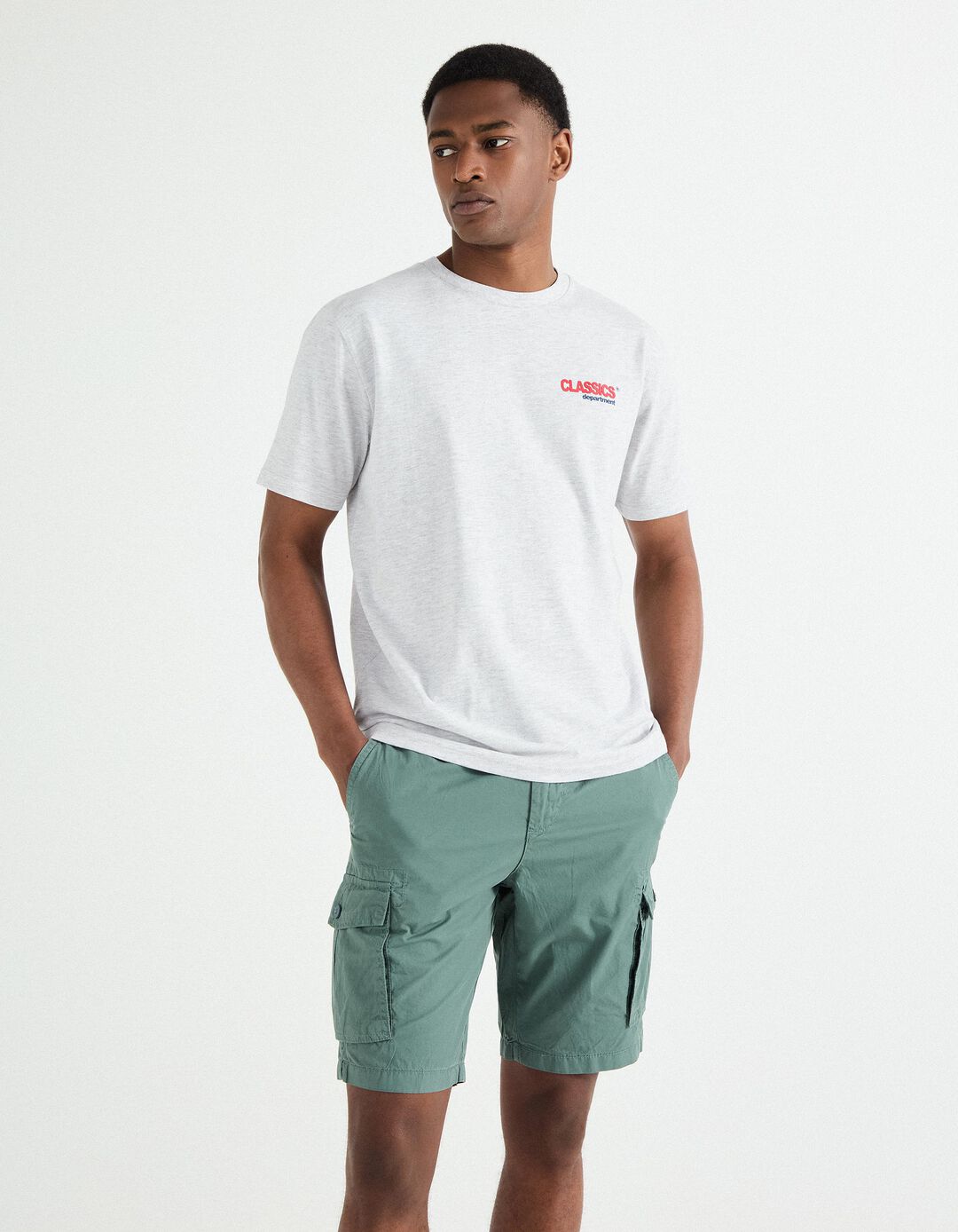 T-shirt Jersey Print, Homem, Cinzento Claro