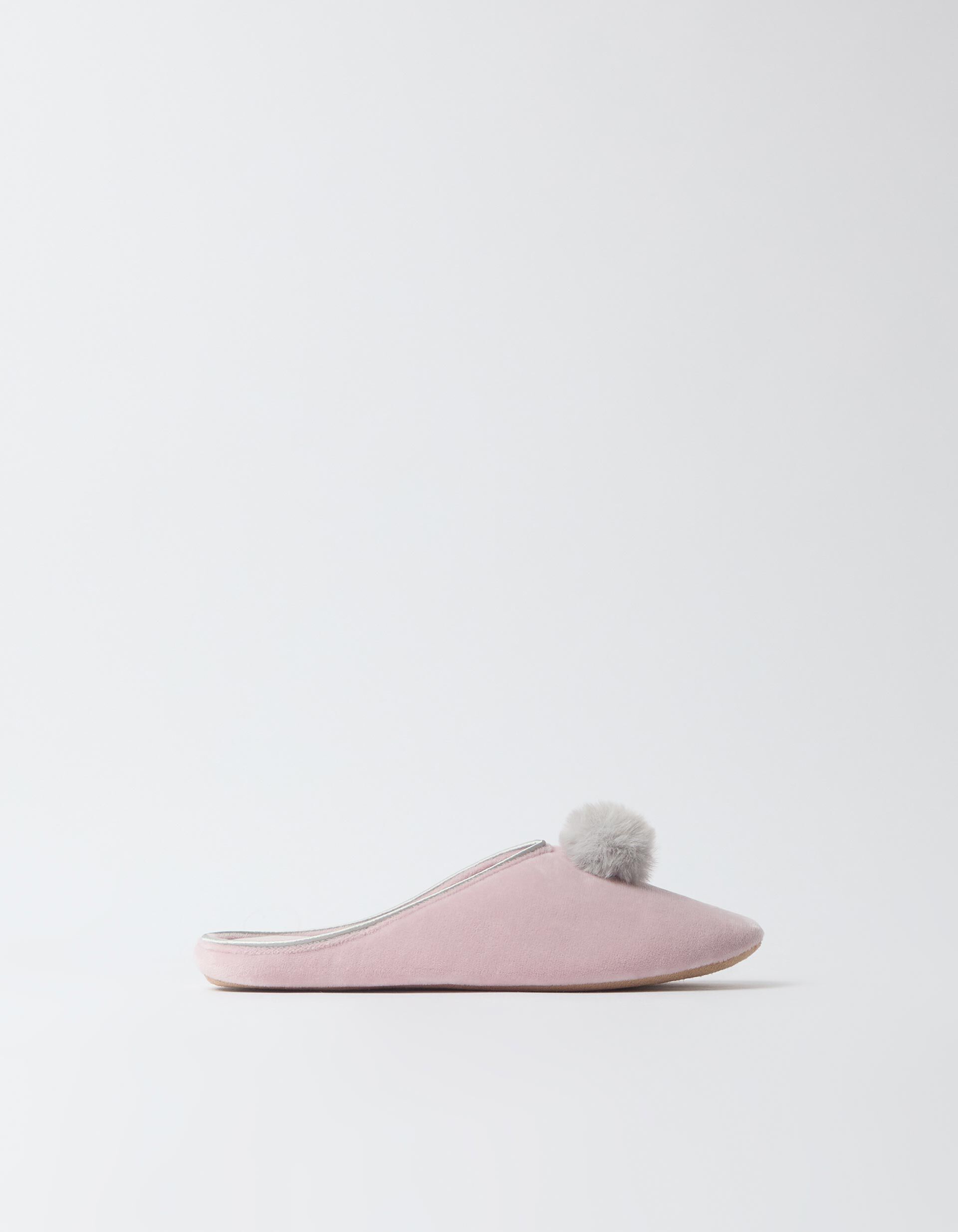 Comprar Online Chinelos De Quarto Com Pompom, Mulher, Rosa