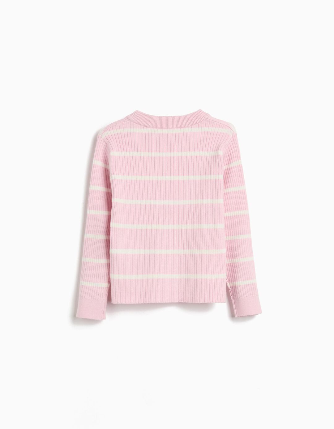 Camisola de Malha com Riscas, Menina, Rosa Claro