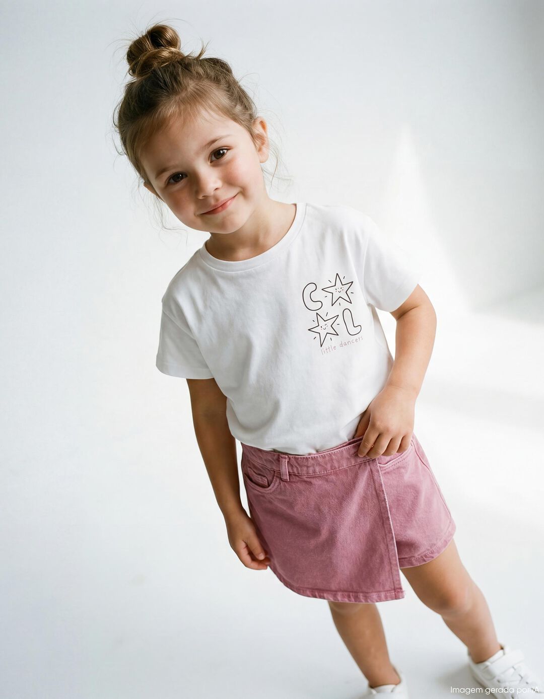 T-shirt Estampada, Menina, Cru