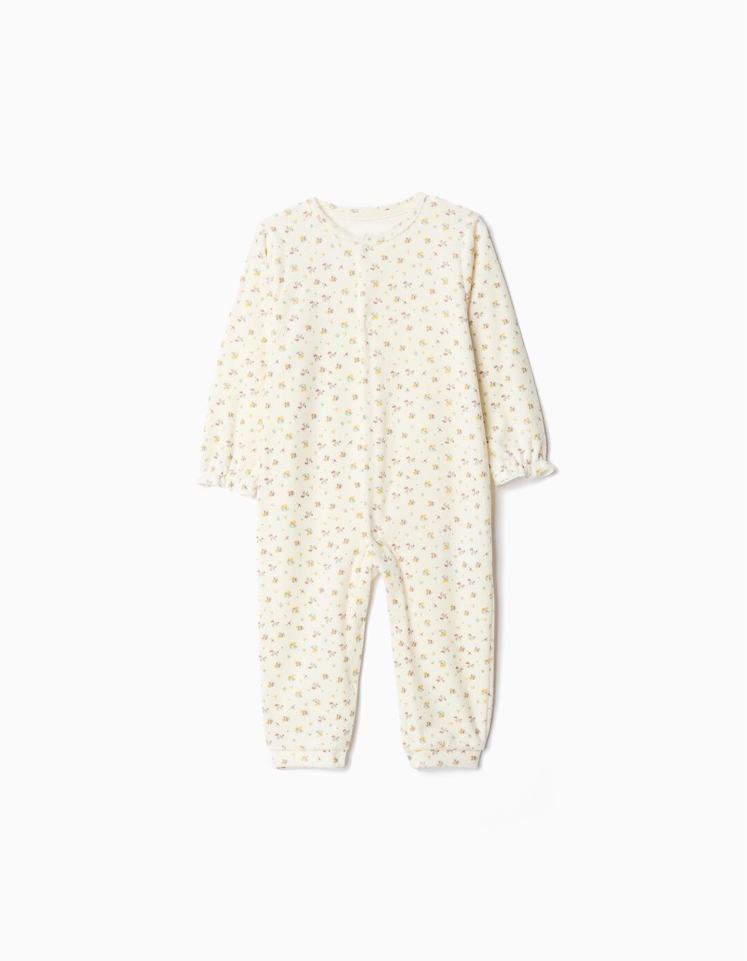 Babygrow Aveludado Estampado, Menina, Bege Claro
