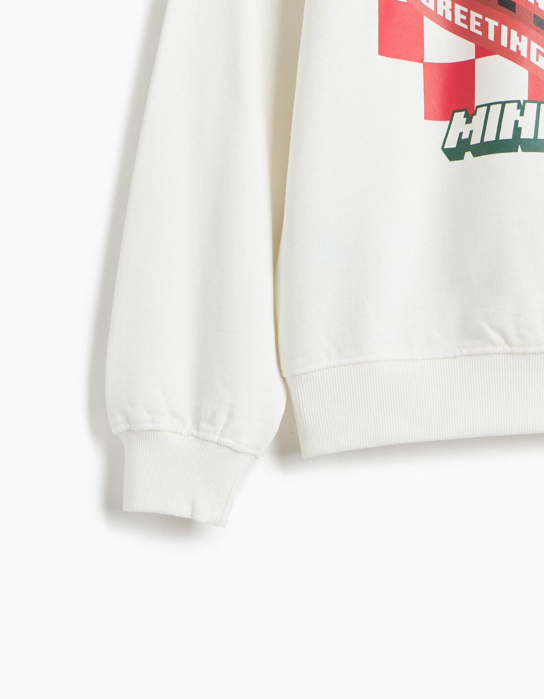 Sweatshirt Cardada 'Minecraft', Menino, Branco