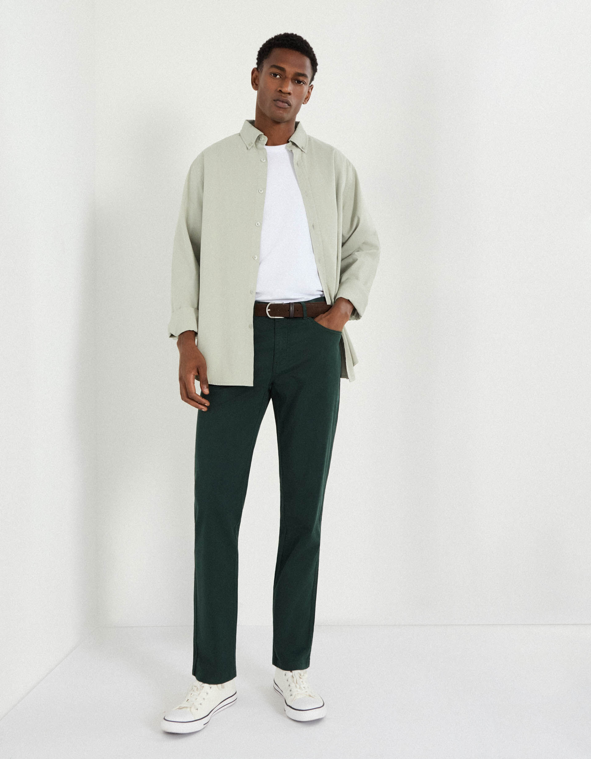 Comprar Online Cal&ccedil;as 'Slim Fit', Homem, Verde Escuro