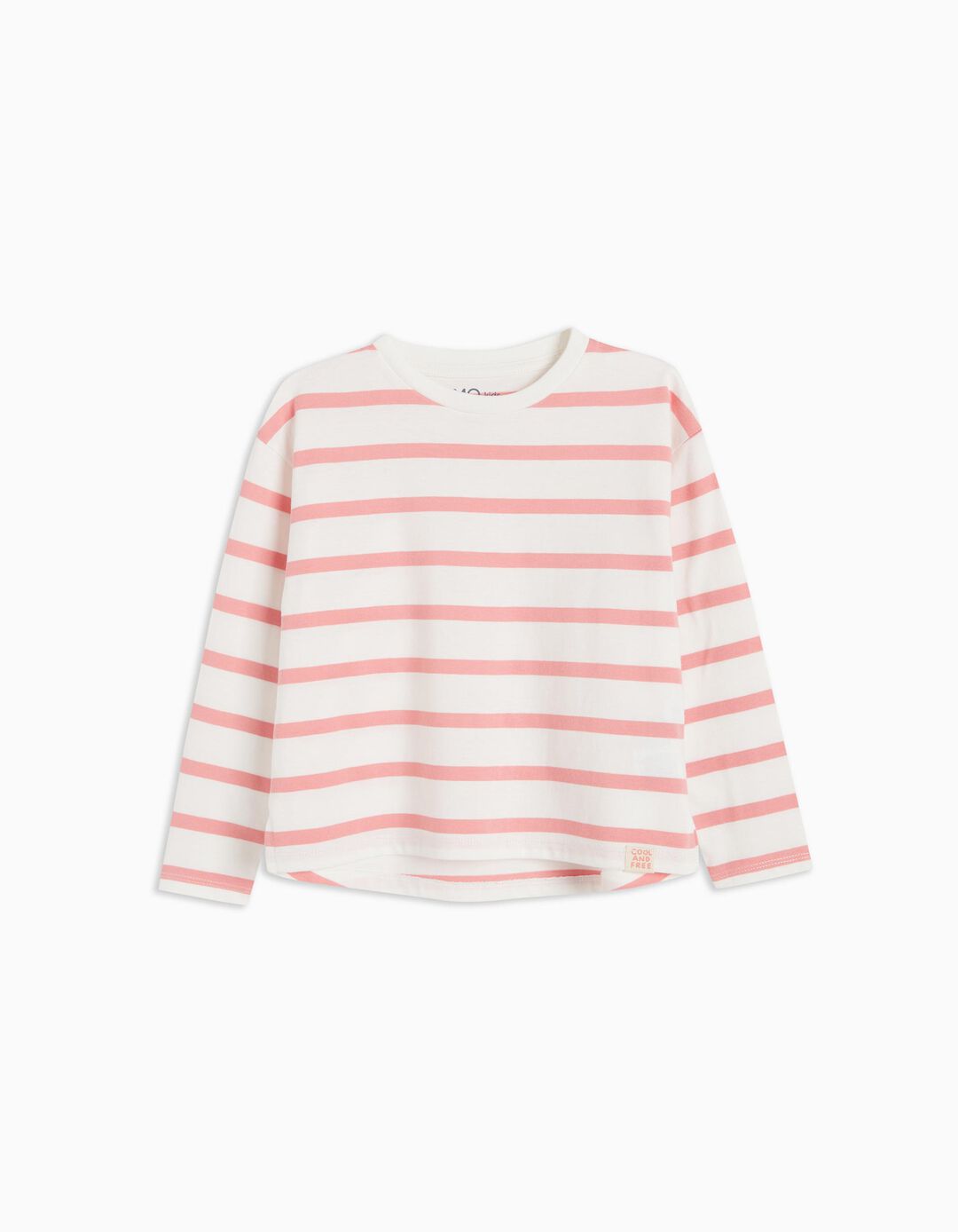 Long Sleeve Striped T-shirt, Girl, Light Pink