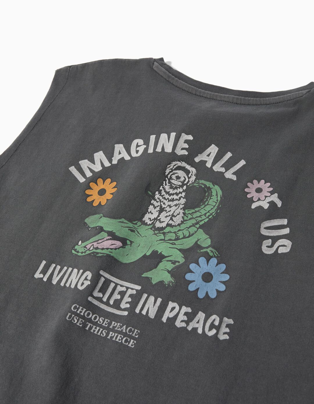 T-shirt sem Mangas 'Peace Language', Menina, Cinzento Escuro