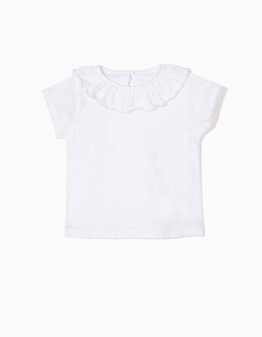 T-shirt para Beb&eacute; Menina com Folho, Branco