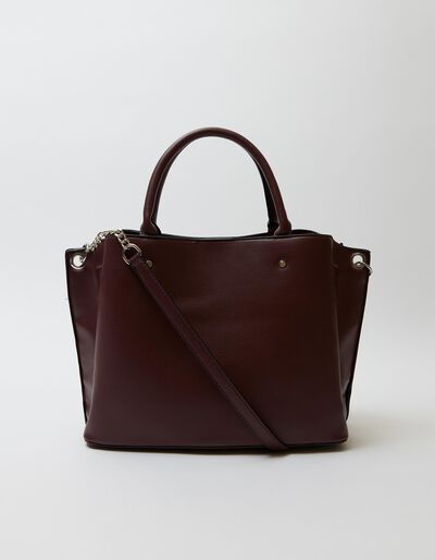 Synthetic Leather Tote Bag, Women, Burgundy