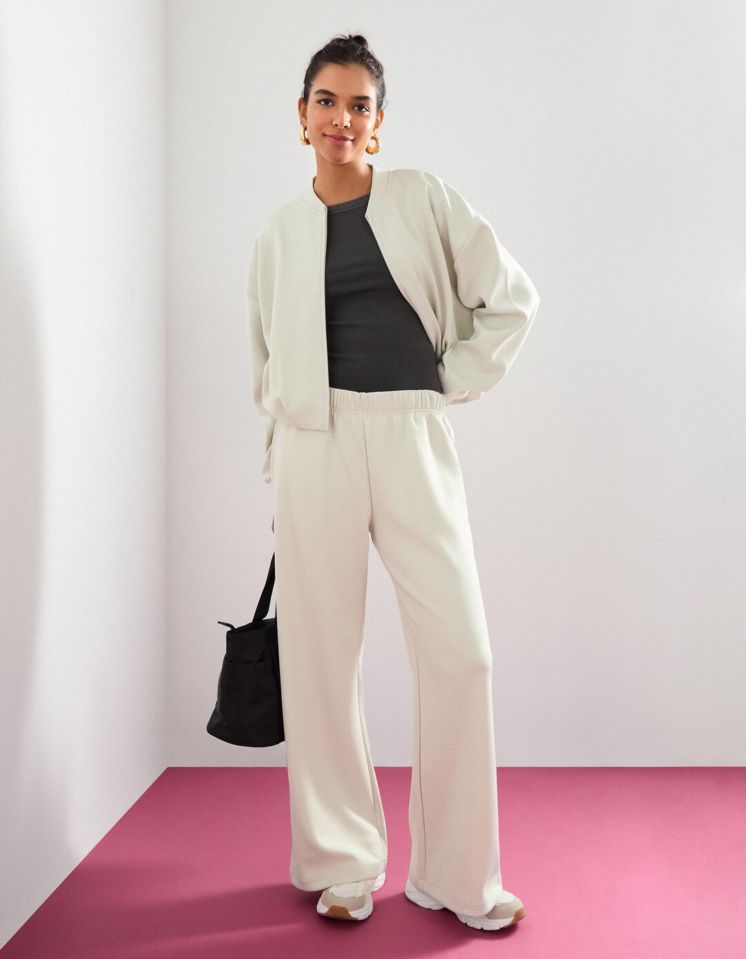Calças 'Loose Fit', Mulher, Branco