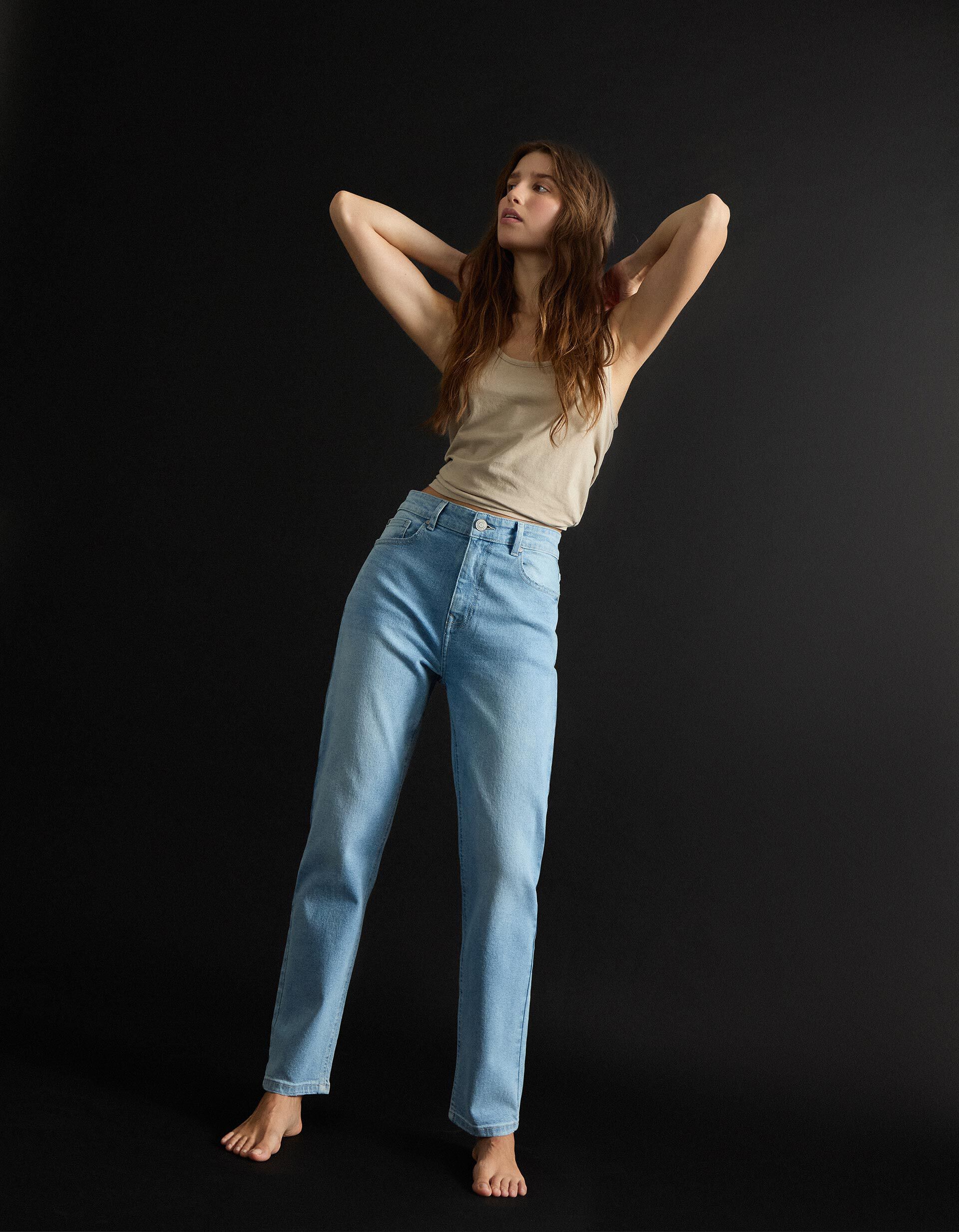 Comprar Online Cal&ccedil;as de Ganga 'Tapered Mom Fit', Mulher, Azul Claro 