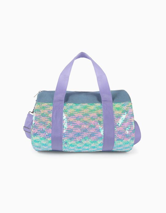 Sports Bag with Sequins for Girls, Blue/Lilac 