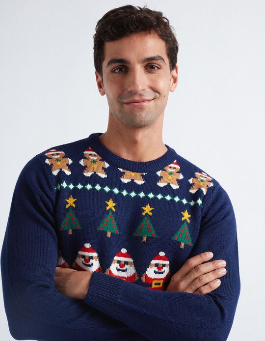 Christmas' Knitted Jumper, Men, Dark Blue
