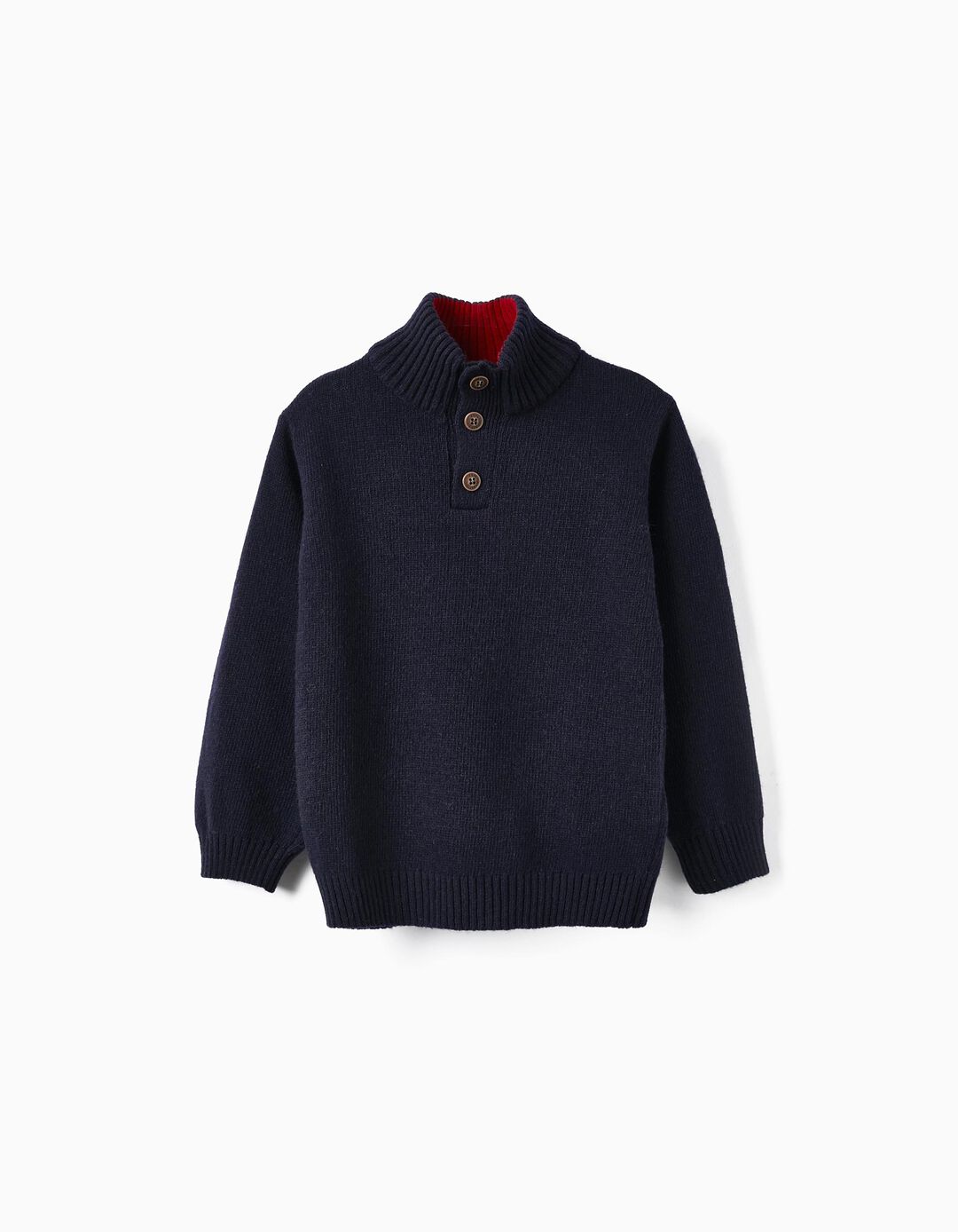 Knitted Jumper with Elbow Patches for Boys, Dark Blue