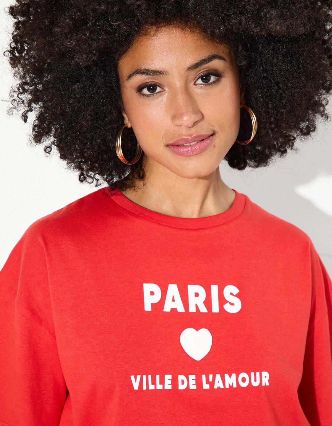 T-shirt Print, Mulher, Vermelho Claro 