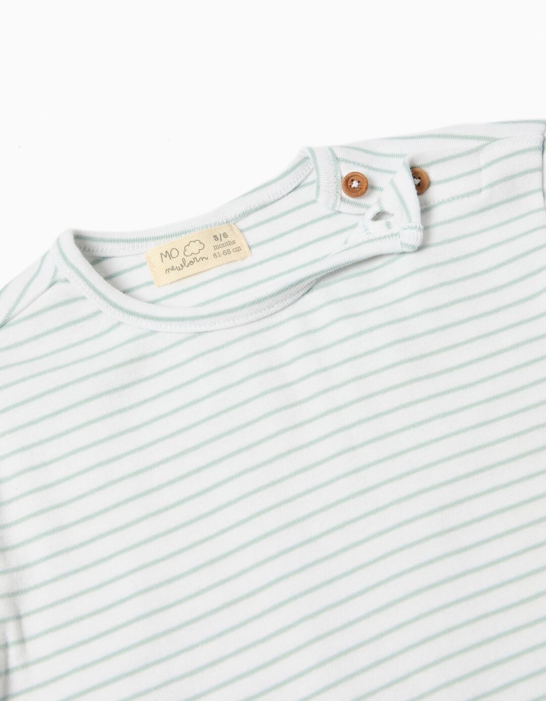 T-shirt de Manga Comprida com Riscas, Recém-nascido, Azul Claro