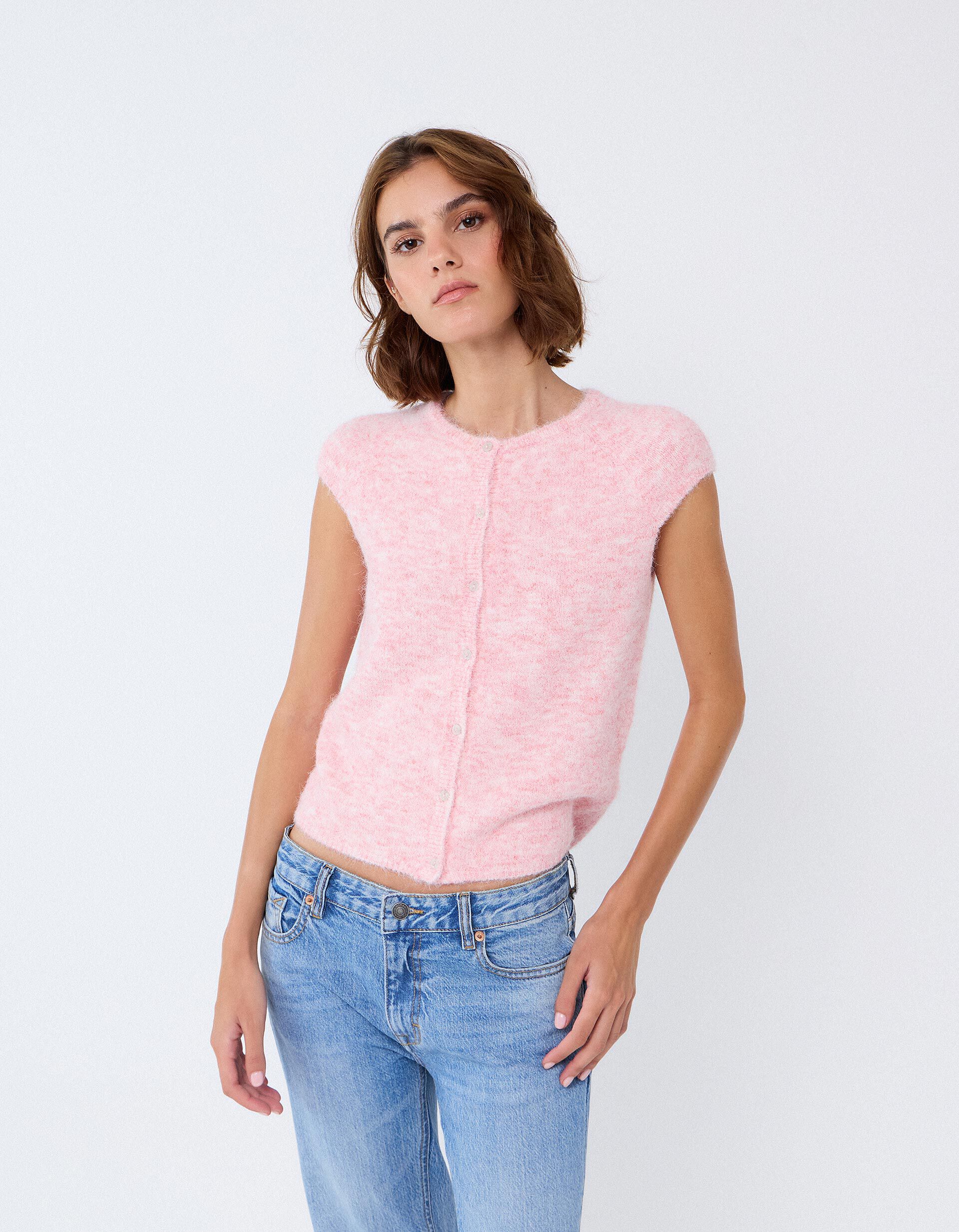 Comprar Online Colete Com Bot&otilde;es, Mulher, Rosa Claro