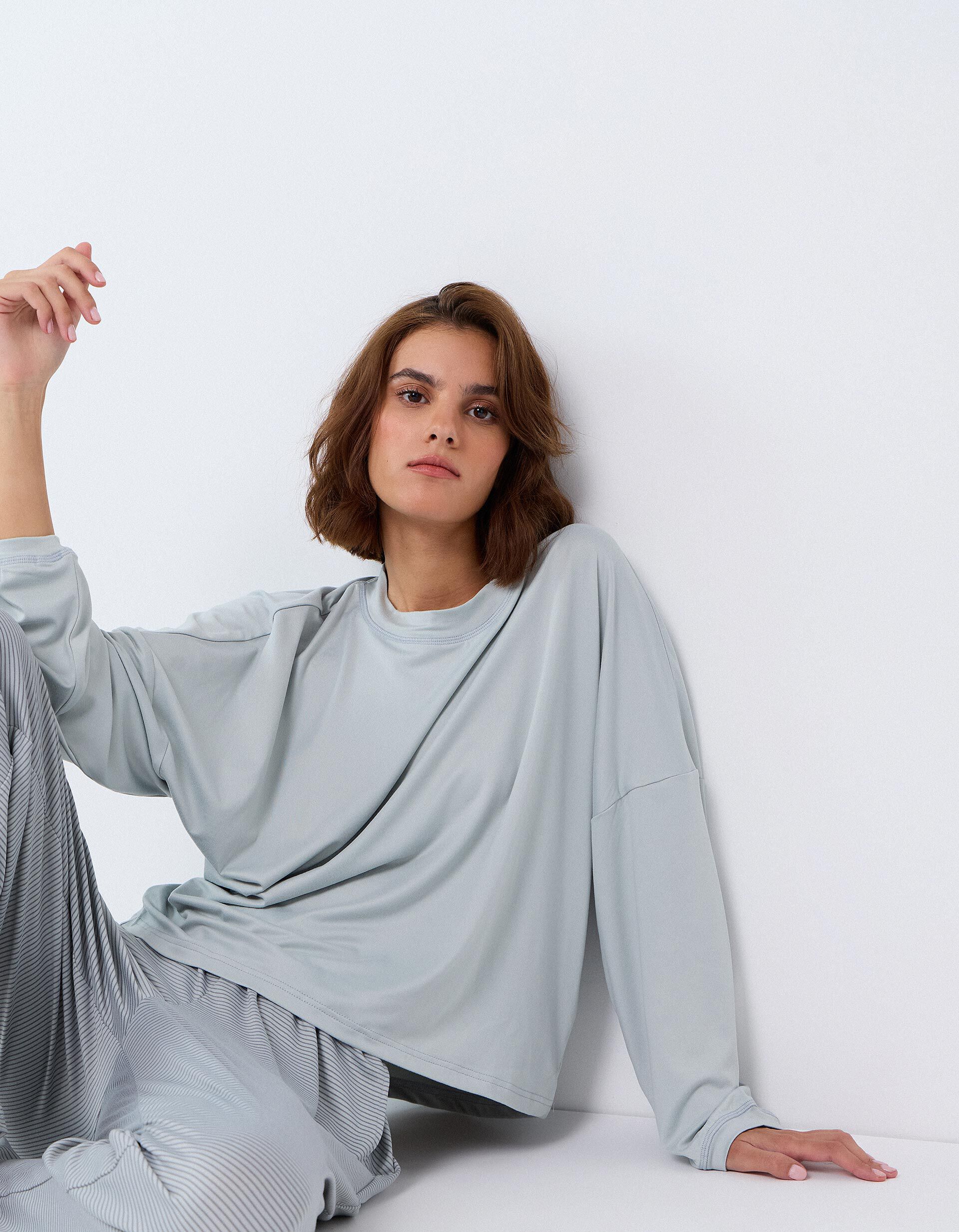 Comprar Online Pijama De Malha &Agrave;s Riscas, Mulher, Azul Claro