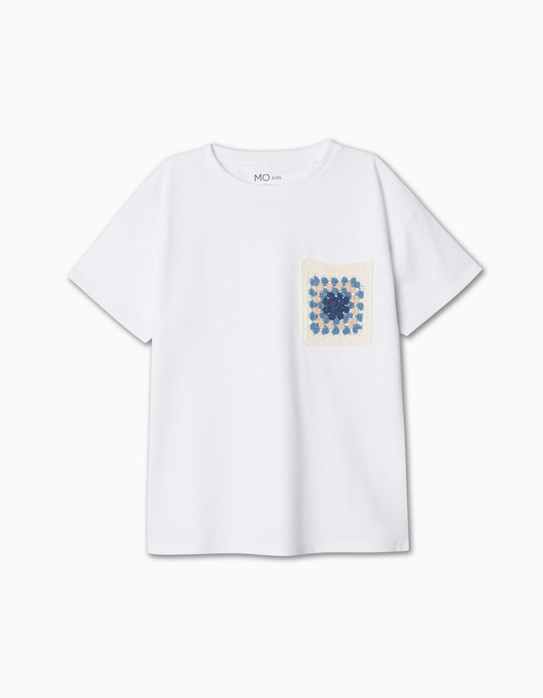 T-shirt Bolso Crochet, Menina, Branco
