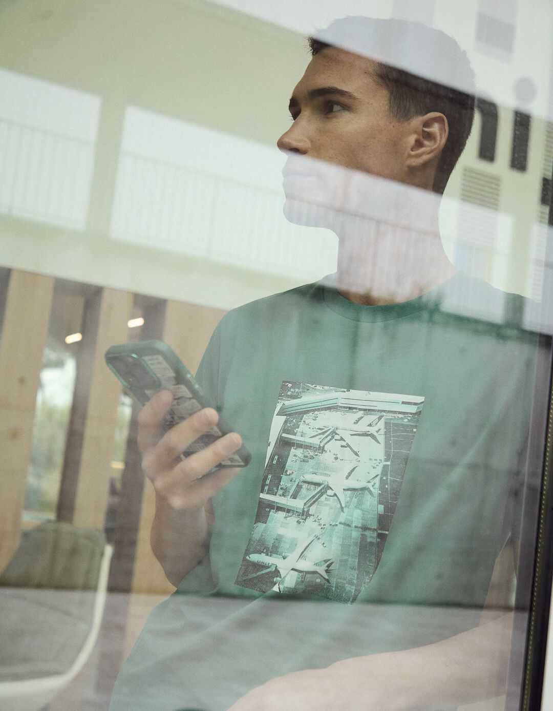 T-shirt Estampado, Homem, Verde