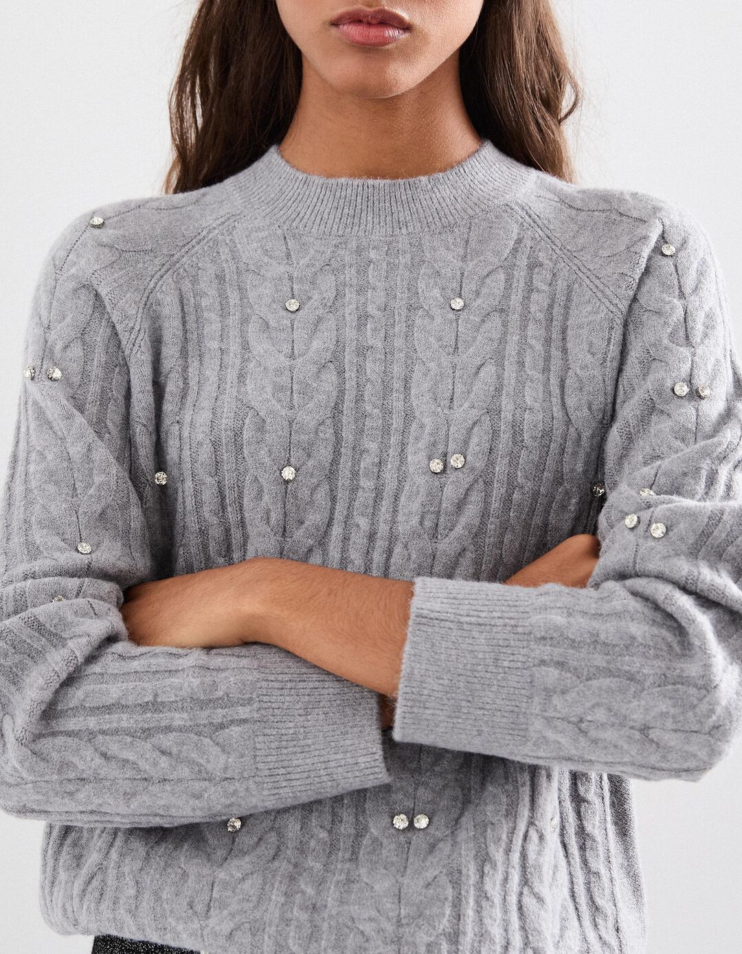 Camisola de Malha, Mulher, Cinzento