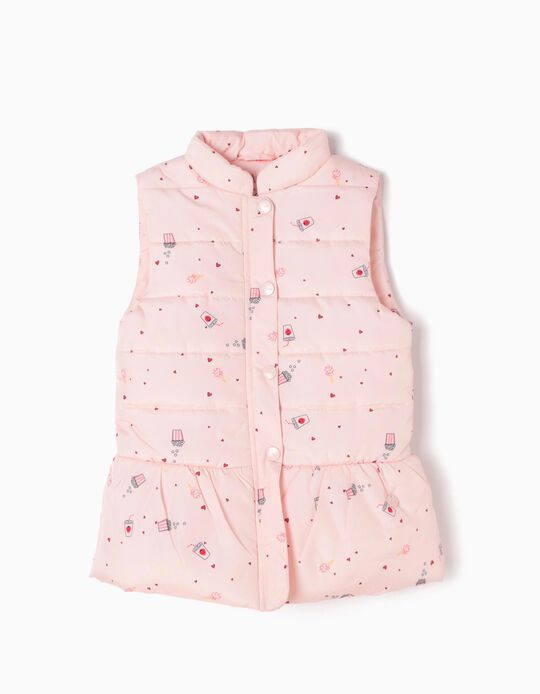 Padded Waistcoat, Pink Hearts