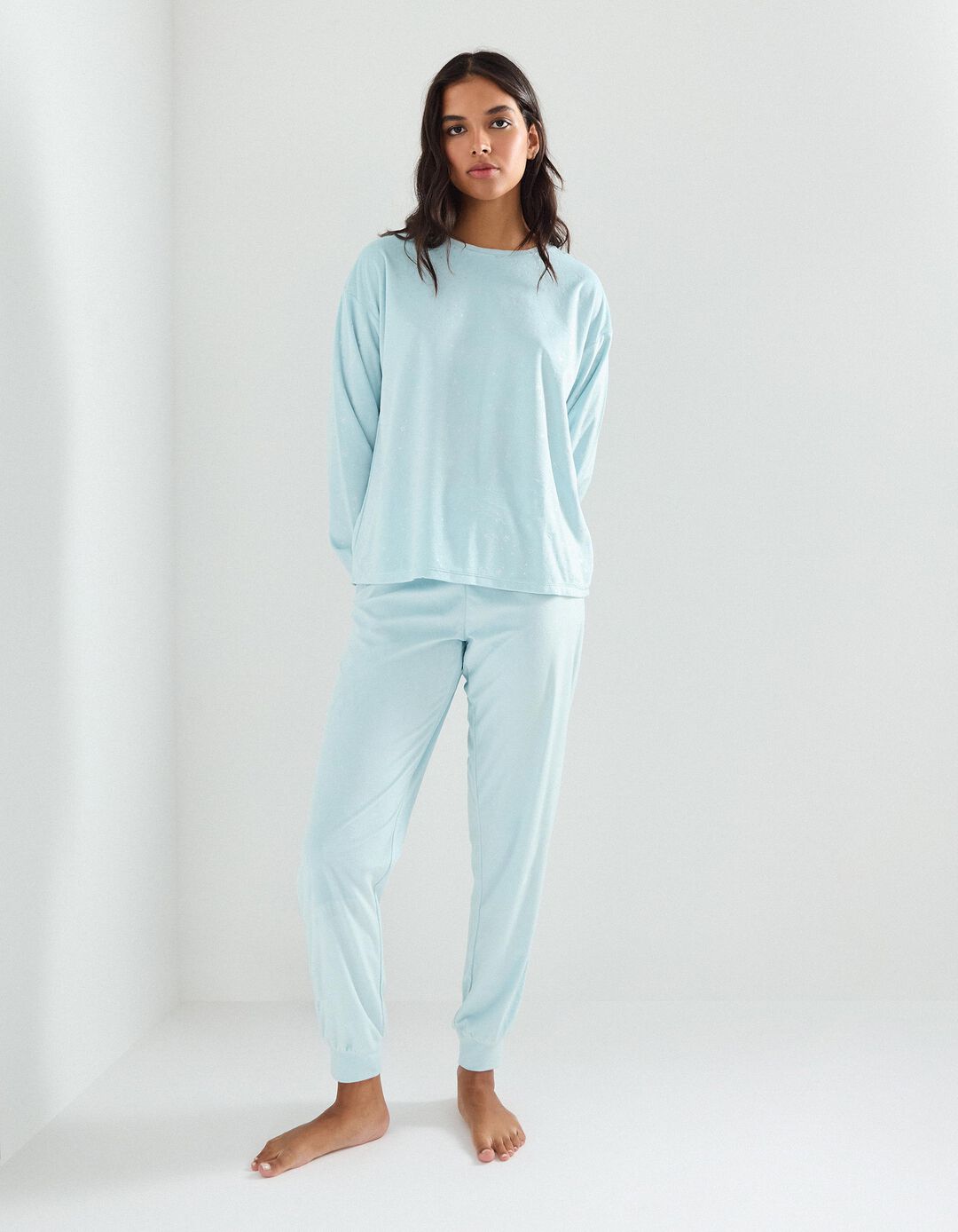 Pijama Veludo, Mulher, Azul Claro 