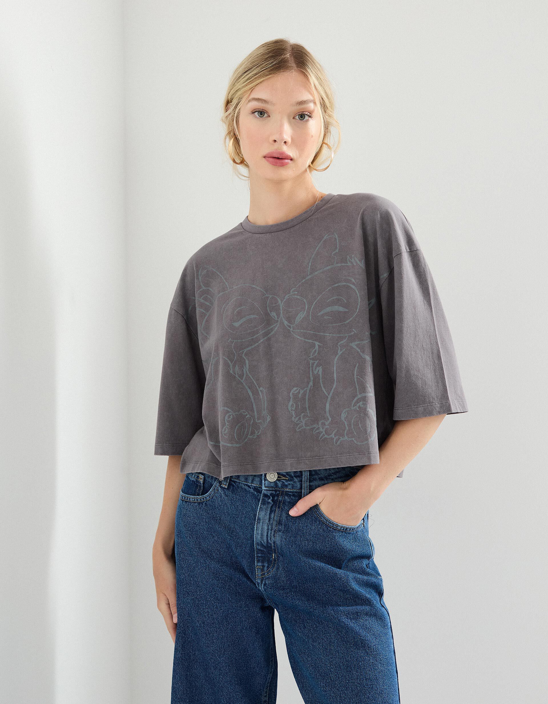 Comprar Online T-shirt 'Stitch' &copy;Disney, Mulher, Cinzento 